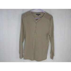 Lauren Ralph Lauren Top 2X Taupe 1/2 Zip Ribbed Knit Lightweight Long‎ Sleeve